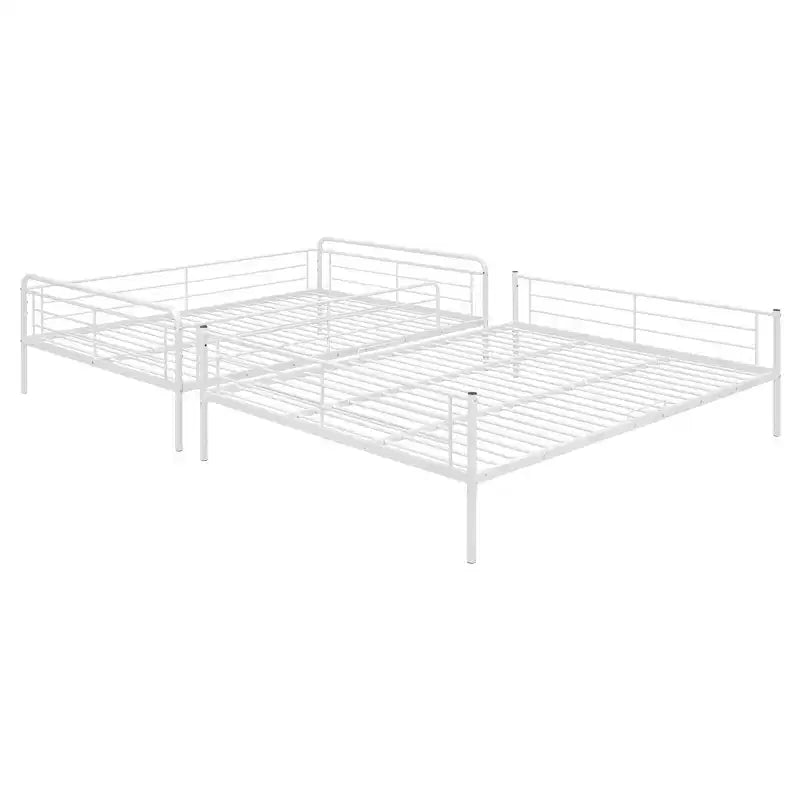 Metal Bunk Bed with Chrome Finish and Built-in Drawers