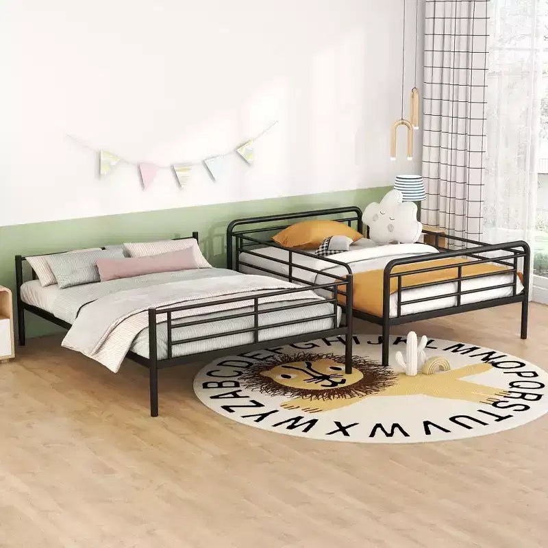 Metal Bunk Bed with Chrome Finish and Built-in Drawers