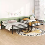 Metal Bunk Bed with Chrome Finish and Built-in Drawers