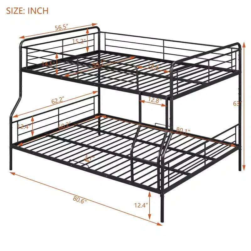 Metal Bunk Bed with Chrome Finish and Built-in Drawers