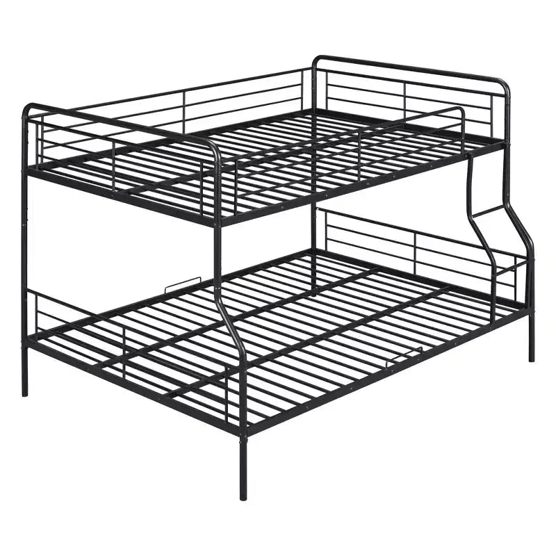 Metal Bunk Bed with Chrome Finish and Built-in Drawers