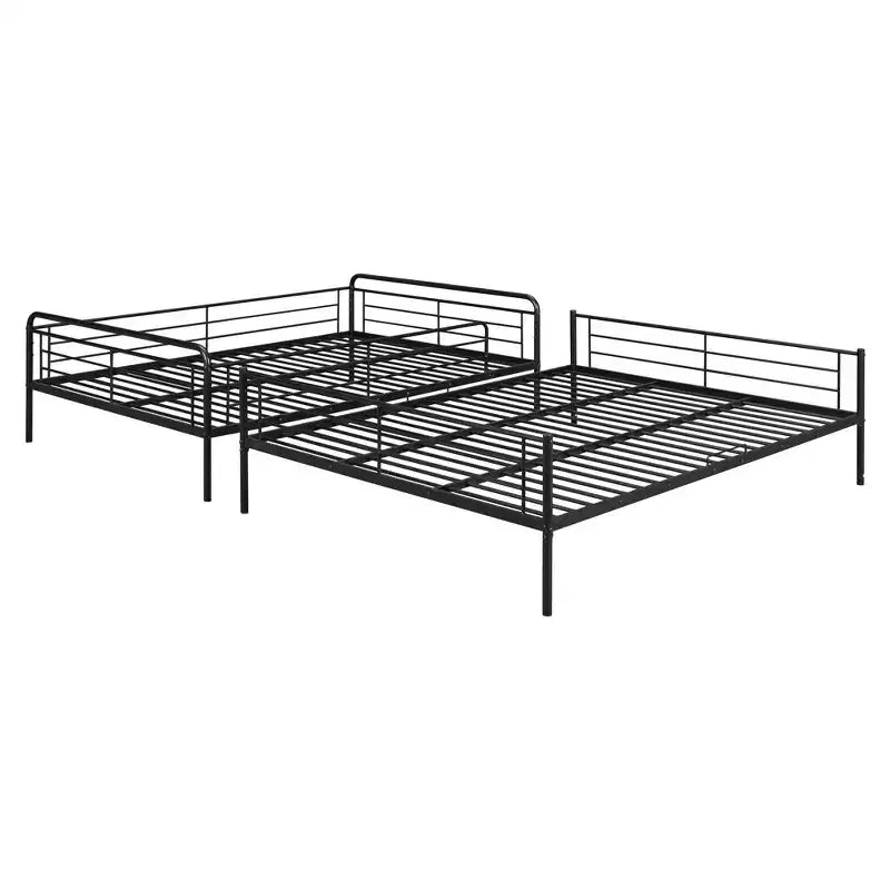 Metal Bunk Bed with Chrome Finish and Built-in Drawers