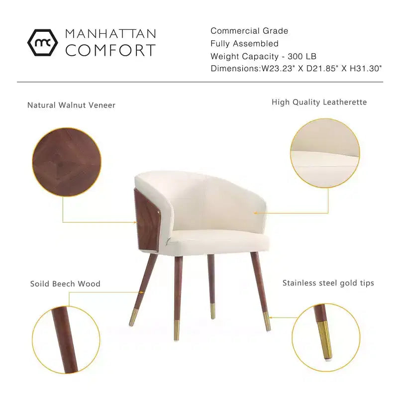 Modern Faux Leather Upholstered Dining Chair with Beechwood Legs