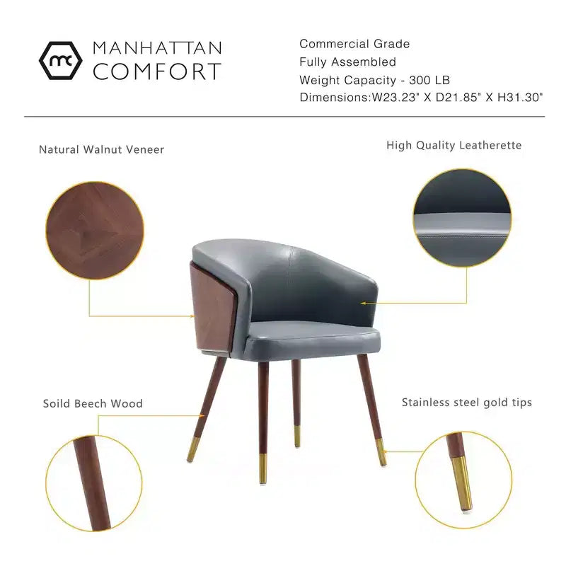 Modern Faux Leather Upholstered Dining Chair with Beechwood Legs