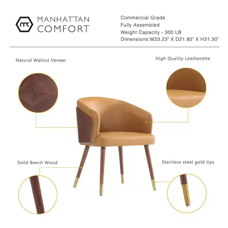 Modern Faux Leather Upholstered Dining Chair with Beechwood Legs