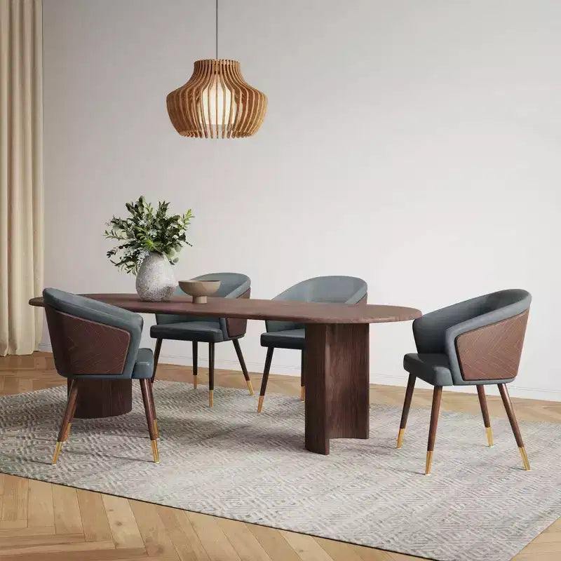 Modern Faux Leather Upholstered Dining Chair with Beechwood Legs