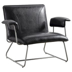 Poltrona lounge in similpelle nera/marrone, a seduta singola