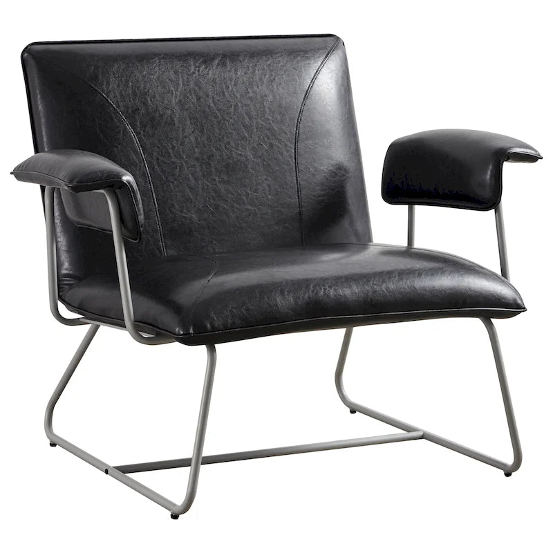 Poltrona lounge in similpelle nera/marrone, a seduta singola