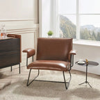 Poltrona lounge in similpelle nera/marrone, a seduta singola