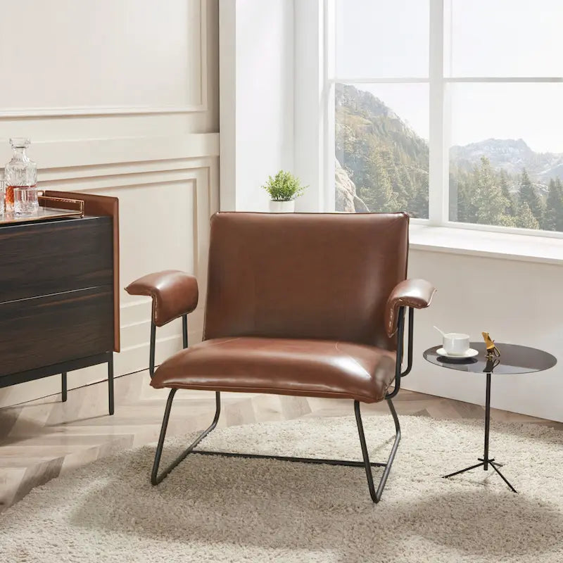 Poltrona lounge in similpelle nera/marrone, a seduta singola