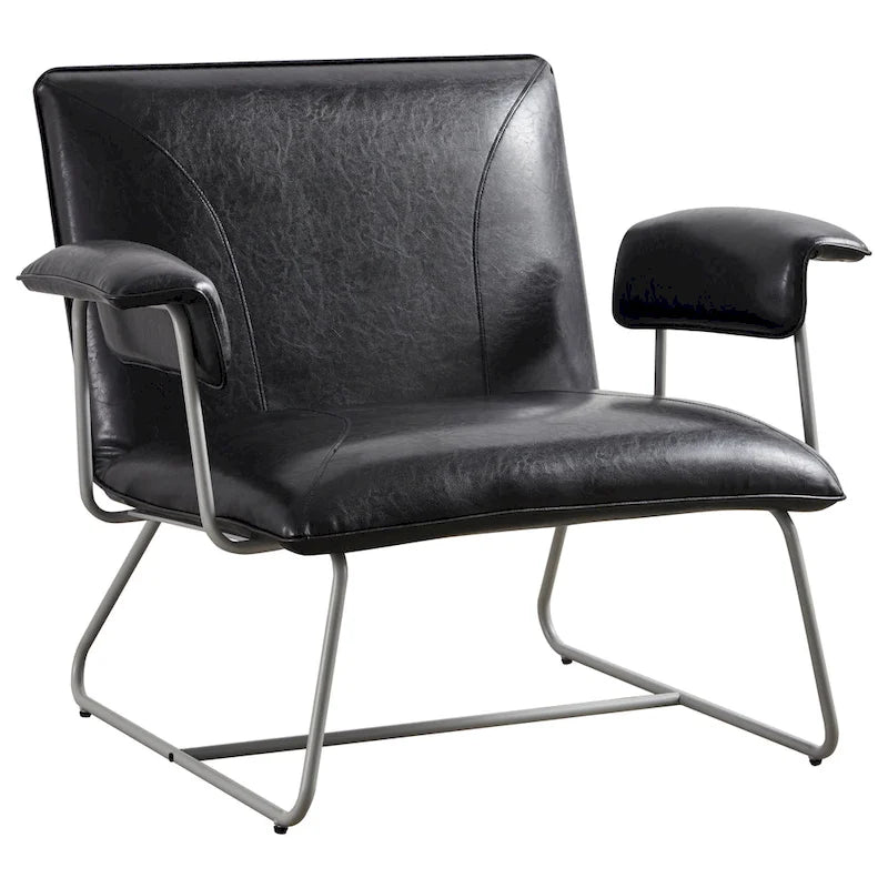 Poltrona lounge in similpelle nera/marrone, a seduta singola