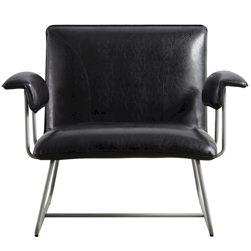 Poltrona lounge in similpelle nera/marrone, a seduta singola