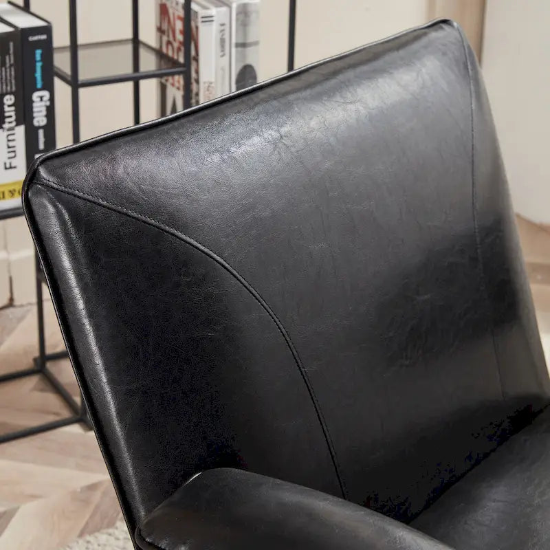 Poltrona lounge in similpelle nera/marrone, a seduta singola