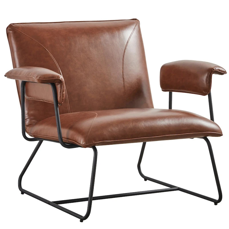 Poltrona lounge in similpelle nera/marrone, a seduta singola