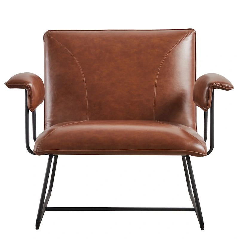 Poltrona lounge in similpelle nera/marrone, a seduta singola
