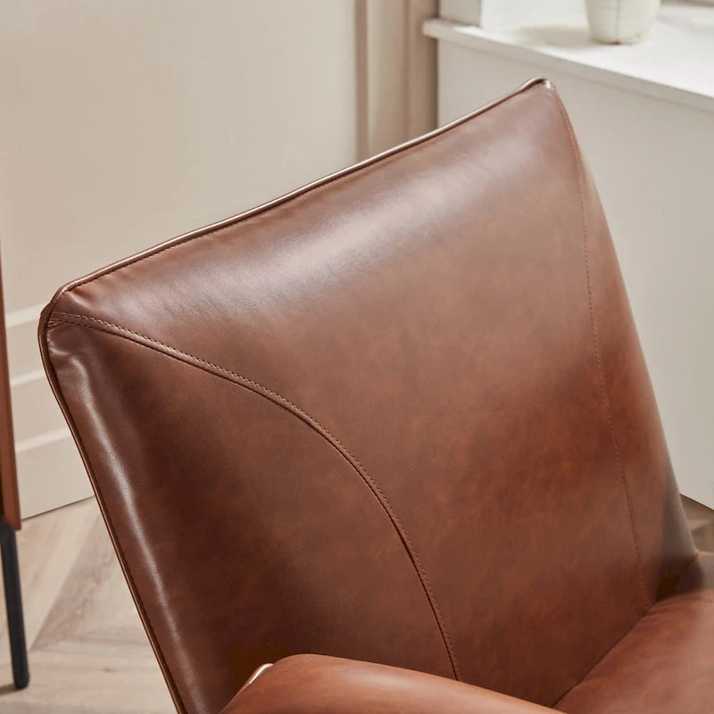 Poltrona lounge in similpelle nera/marrone, a seduta singola