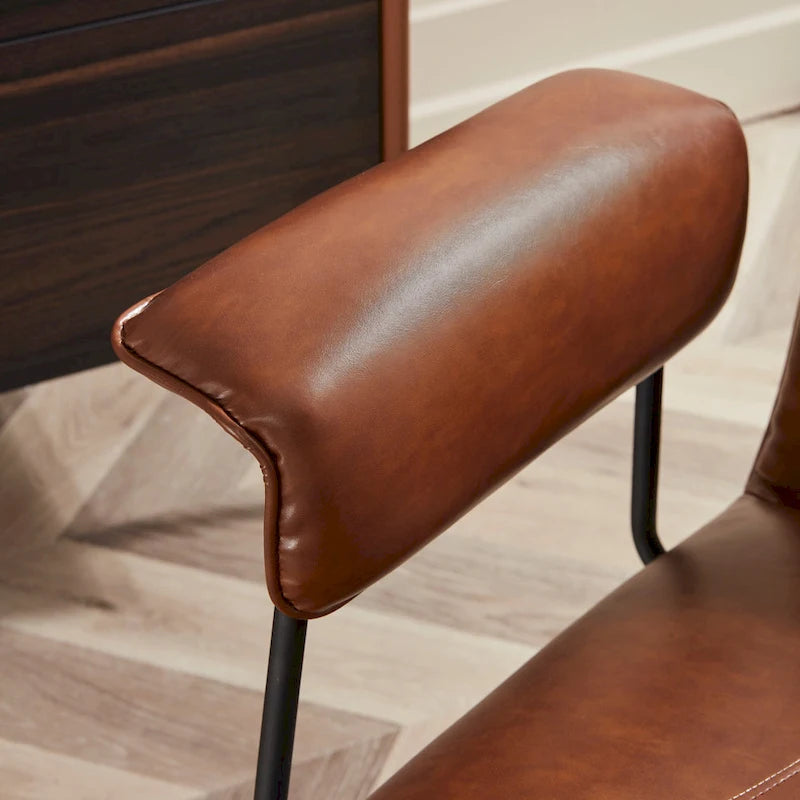 Poltrona lounge in similpelle nera/marrone, a seduta singola