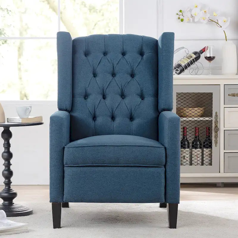 Poltrona reclinabile manuale con schienale ad ala, larghezza 68,5 cm, nera / blu / rosso vino / beige / grigia, a posto singolo