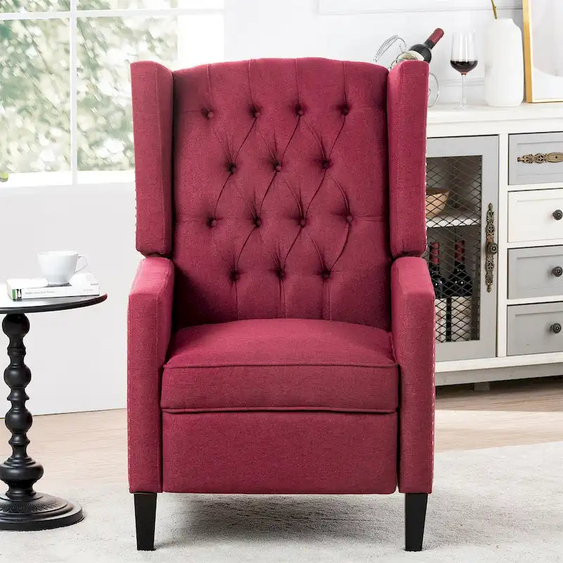 Poltrona reclinabile manuale con schienale ad ala, larghezza 68,5 cm, nera / blu / rosso vino / beige / grigia, a posto singolo
