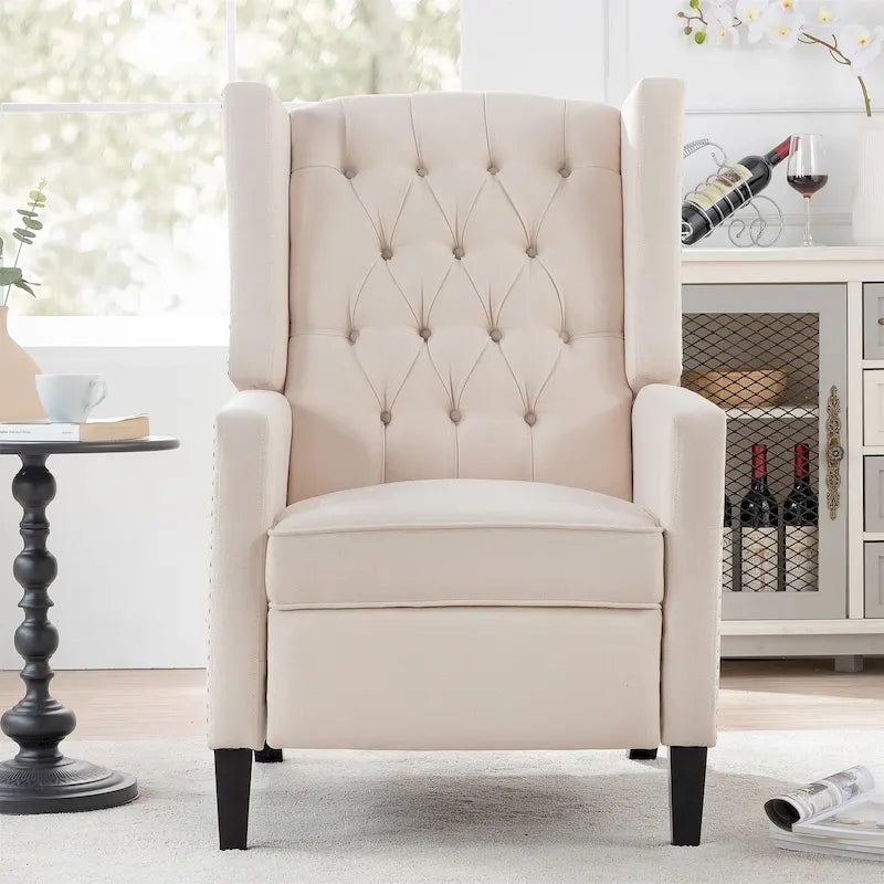 Poltrona reclinabile manuale con schienale ad ala, larghezza 68,5 cm, nera / blu / rosso vino / beige / grigia, a posto singolo