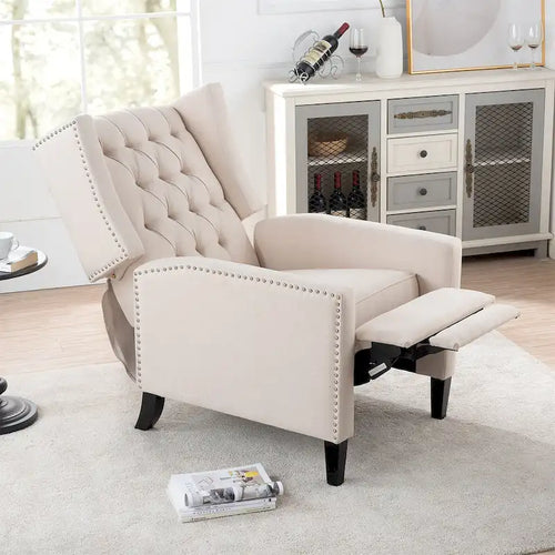 Poltrona reclinabile manuale con schienale ad ala, larghezza 68,5 cm, nera / blu / rosso vino / beige / grigia, a posto singolo