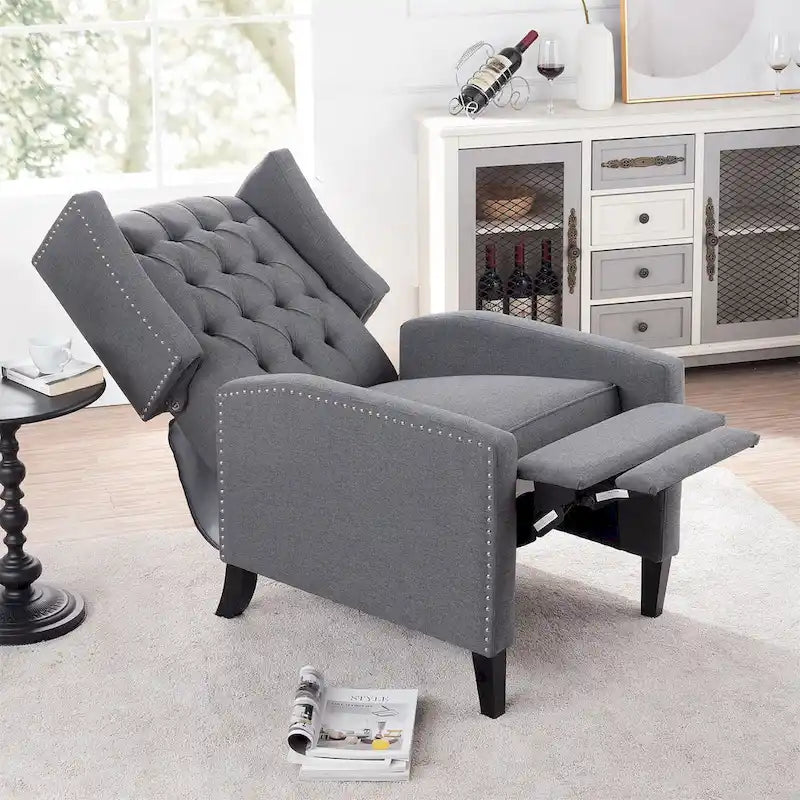 Poltrona reclinabile manuale con schienale ad ala, larghezza 68,5 cm, nera / blu / rosso vino / beige / grigia, a posto singolo
