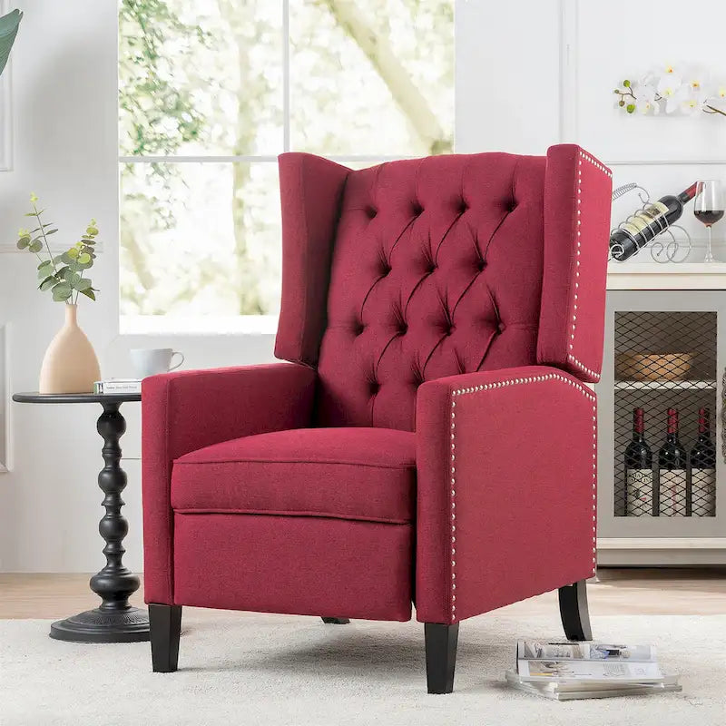 Poltrona reclinabile manuale con schienale ad ala, larghezza 68,5 cm, nera / blu / rosso vino / beige / grigia, a posto singolo