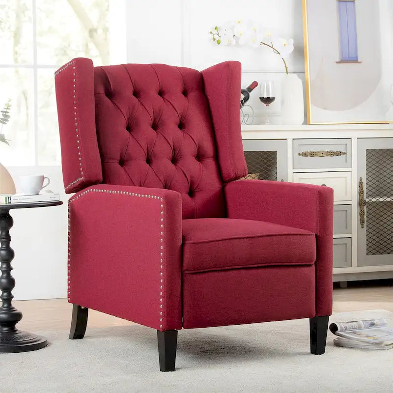 Poltrona reclinabile manuale con schienale ad ala, larghezza 68,5 cm, nera / blu / rosso vino / beige / grigia, a posto singolo