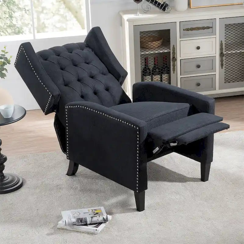 Poltrona reclinabile manuale con schienale ad ala, larghezza 68,5 cm, nera / blu / rosso vino / beige / grigia, a posto singolo