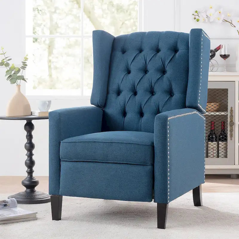 Poltrona reclinabile manuale con schienale ad ala, larghezza 68,5 cm, nera / blu / rosso vino / beige / grigia, a posto singolo