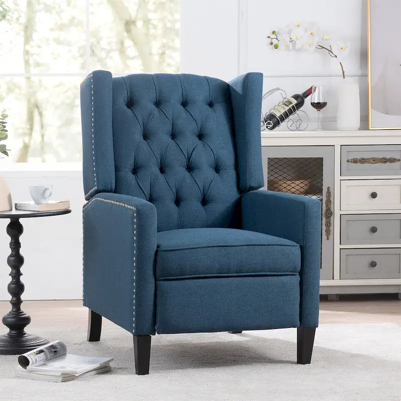 Poltrona reclinabile manuale con schienale ad ala, larghezza 68,5 cm, nera / blu / rosso vino / beige / grigia, a posto singolo