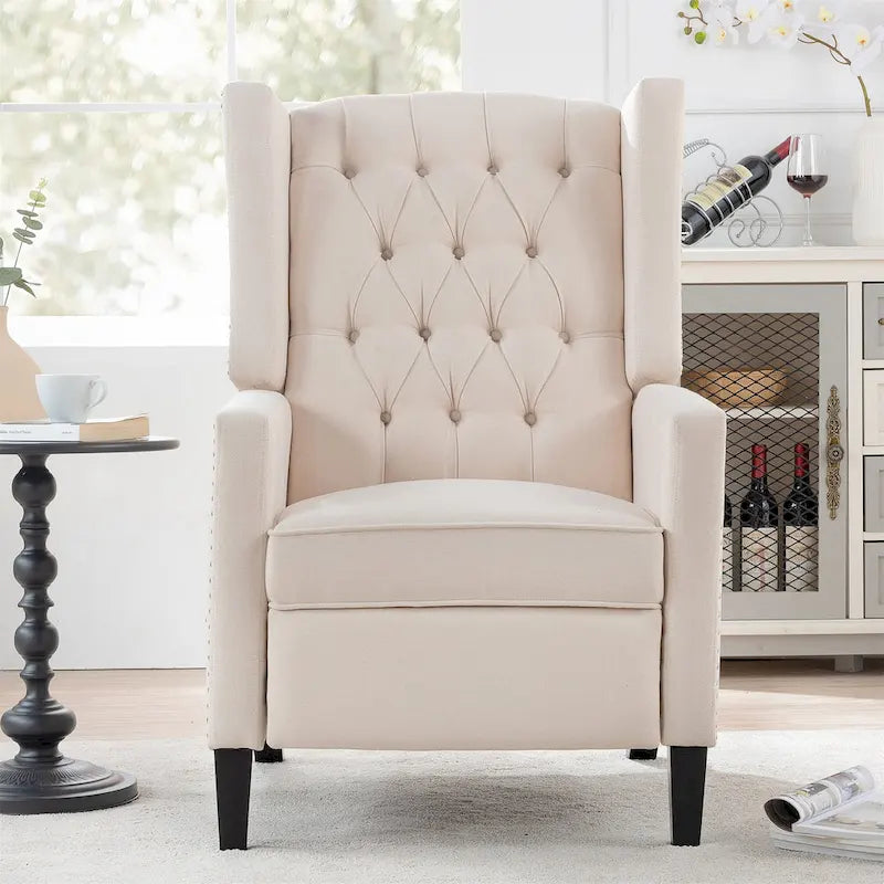 Poltrona reclinabile manuale con schienale ad ala, larghezza 68,5 cm, nera / blu / rosso vino / beige / grigia, a posto singolo