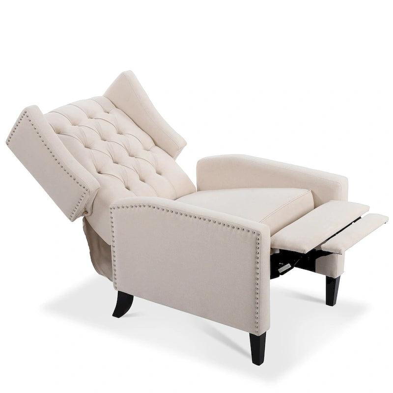 Poltrona reclinabile manuale con schienale ad ala, larghezza 68,5 cm, nera / blu / rosso vino / beige / grigia, a posto singolo
