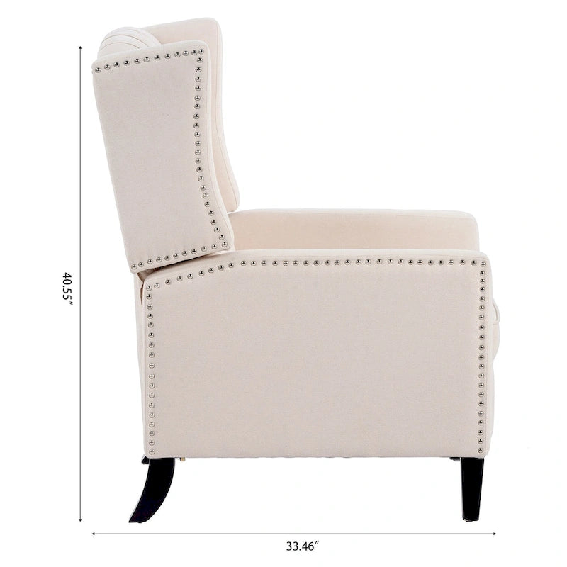 Poltrona reclinabile manuale con schienale ad ala, larghezza 68,5 cm, nera / blu / rosso vino / beige / grigia, a posto singolo
