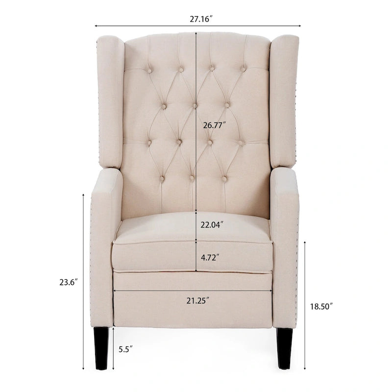 Poltrona reclinabile manuale con schienale ad ala, larghezza 68,5 cm, nera / blu / rosso vino / beige / grigia, a posto singolo