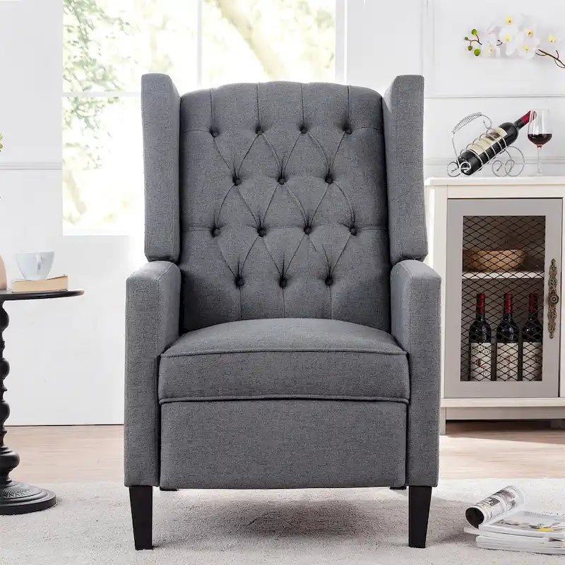 Poltrona reclinabile manuale con schienale ad ala, larghezza 68,5 cm, nera / blu / rosso vino / beige / grigia, a posto singolo