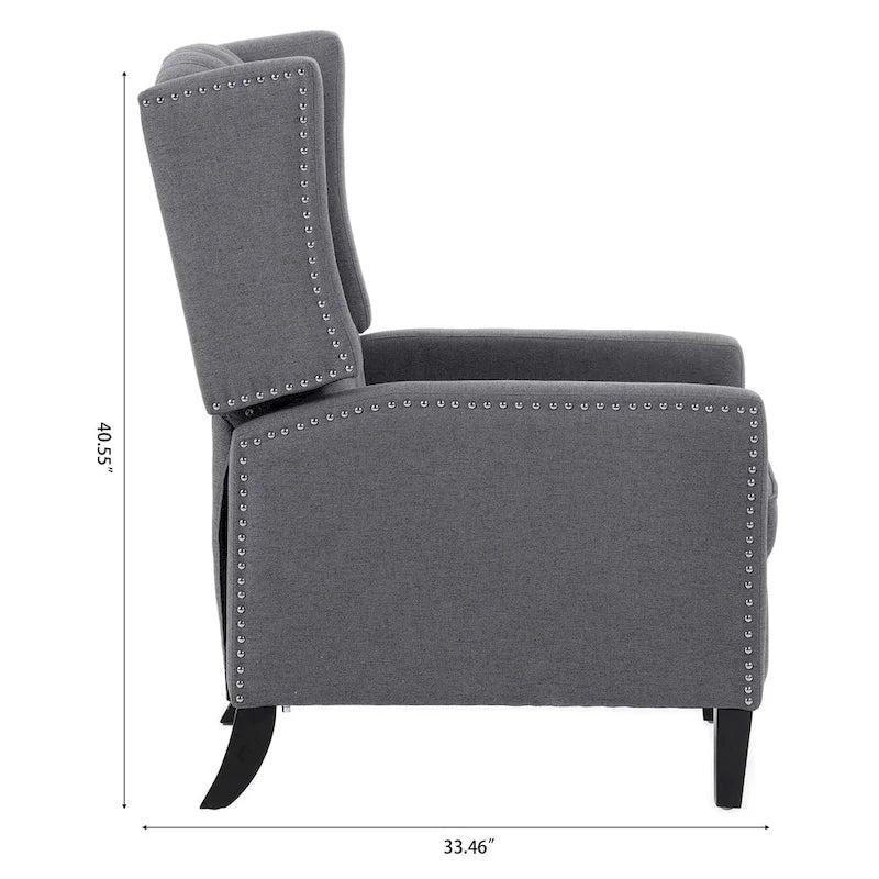 Poltrona reclinabile manuale con schienale ad ala, larghezza 68,5 cm, nera / blu / rosso vino / beige / grigia, a posto singolo