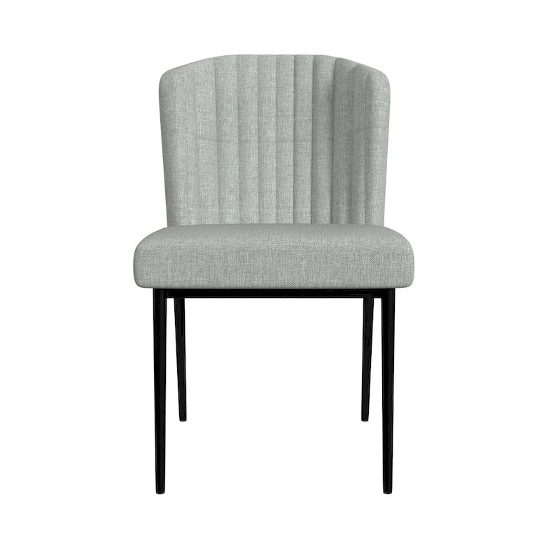 Sedia da pranzo Gray Channel Back con gambe in metallo, set da 2