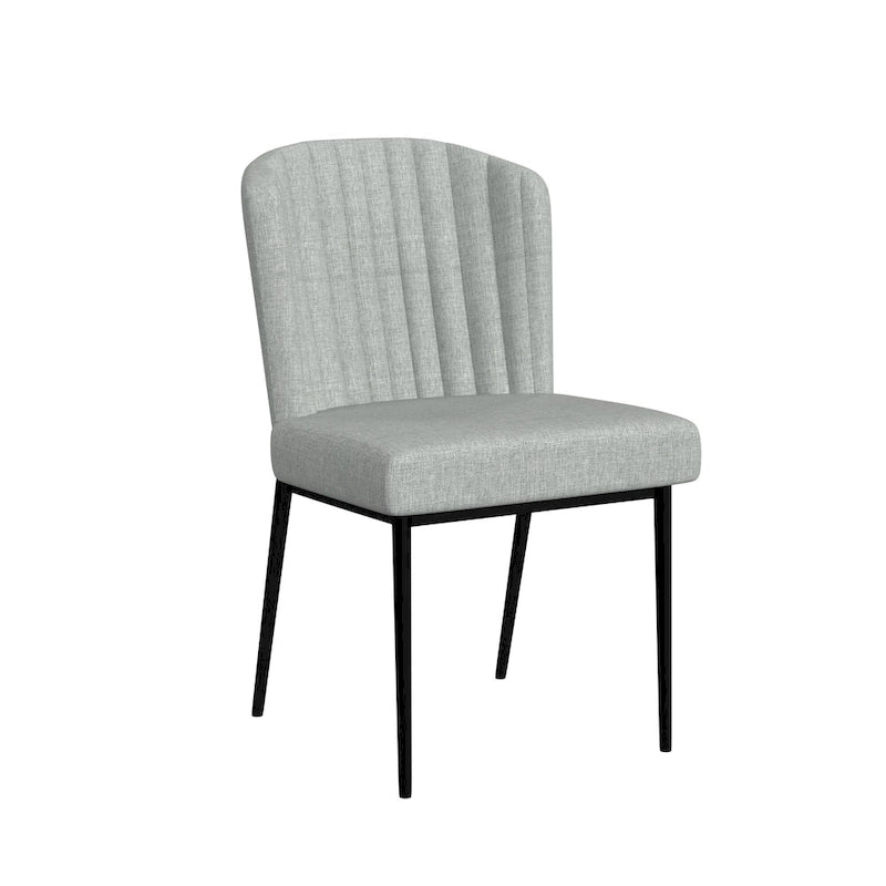 Sedia da pranzo Gray Channel Back con gambe in metallo, set da 2