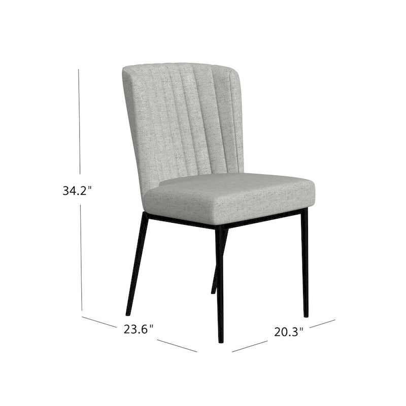 Sedia da pranzo Gray Channel Back con gambe in metallo, set da 2