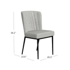 Sedia da pranzo Gray Channel Back con gambe in metallo, set da 2