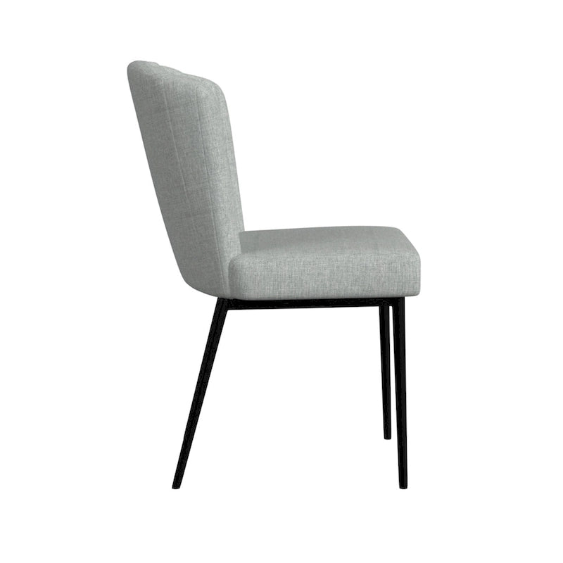 Sedia da pranzo Gray Channel Back con gambe in metallo, set da 2