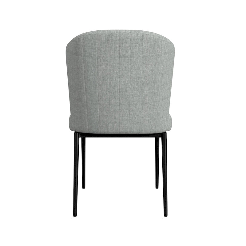 Sedia da pranzo Gray Channel Back con gambe in metallo, set da 2
