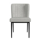 Sedia da pranzo Gray Channel Back con gambe in metallo, set da 2