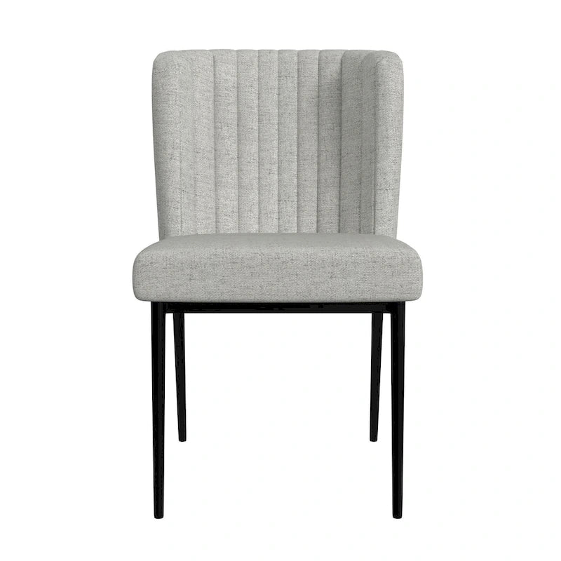 Sedia da pranzo Gray Channel Back con gambe in metallo, set da 2