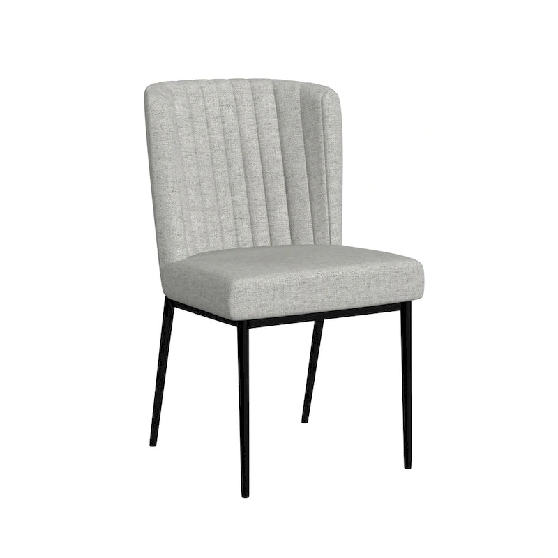 Sedia da pranzo Gray Channel Back con gambe in metallo, set da 2