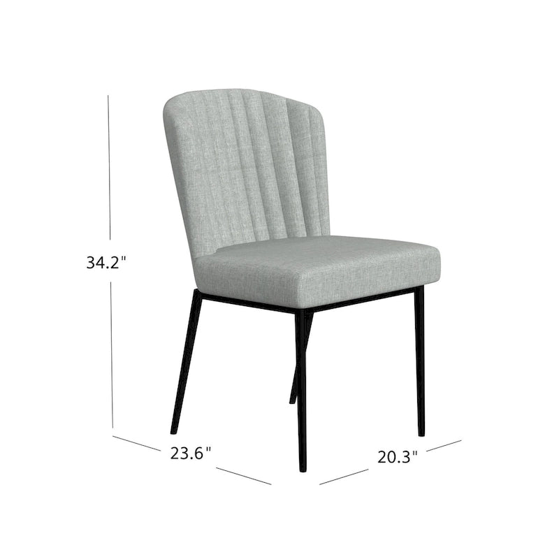 Sedia da pranzo Gray Channel Back con gambe in metallo, set da 2