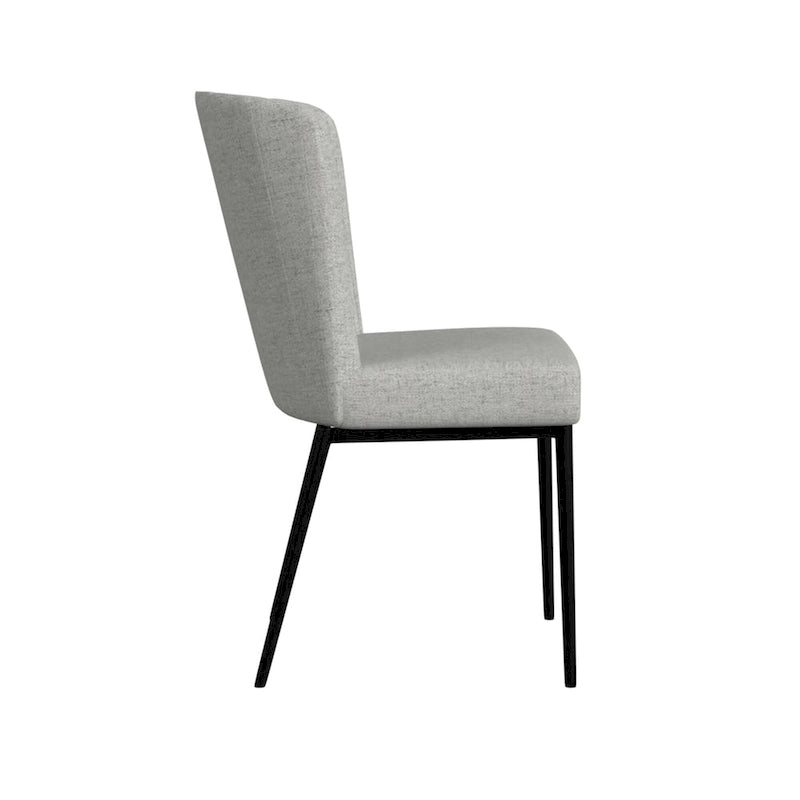 Sedia da pranzo Gray Channel Back con gambe in metallo, set da 2
