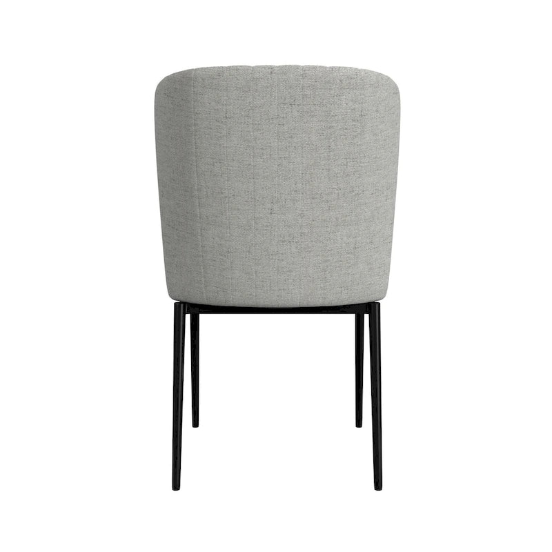 Sedia da pranzo Gray Channel Back con gambe in metallo, set da 2
