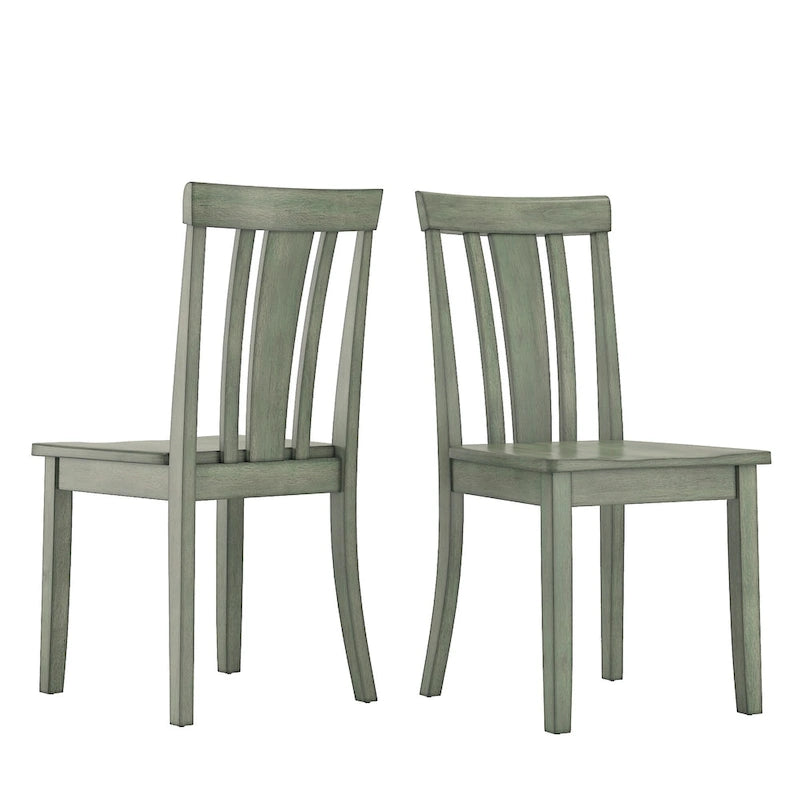 Set da pranzo 5 pezzi verde salvia antico – Sedie con schienale a finestra / a doghe / Mission / a pioli